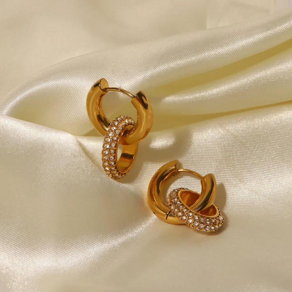 Maliben | 18k Dainty Huggie Diamond Dangle Earrings