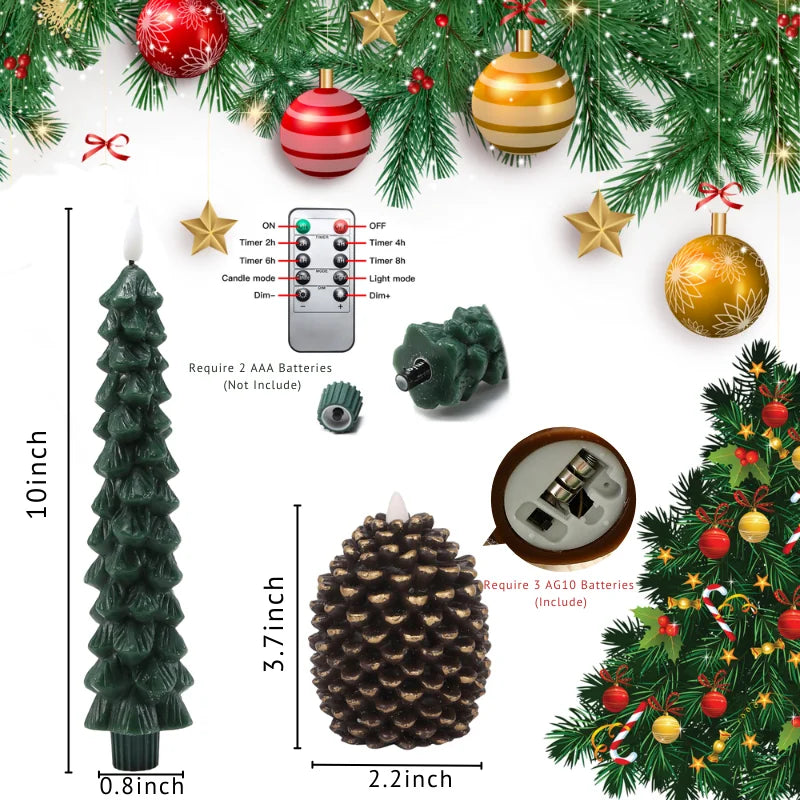 Maliben | Pinecone & Tree Led Candles