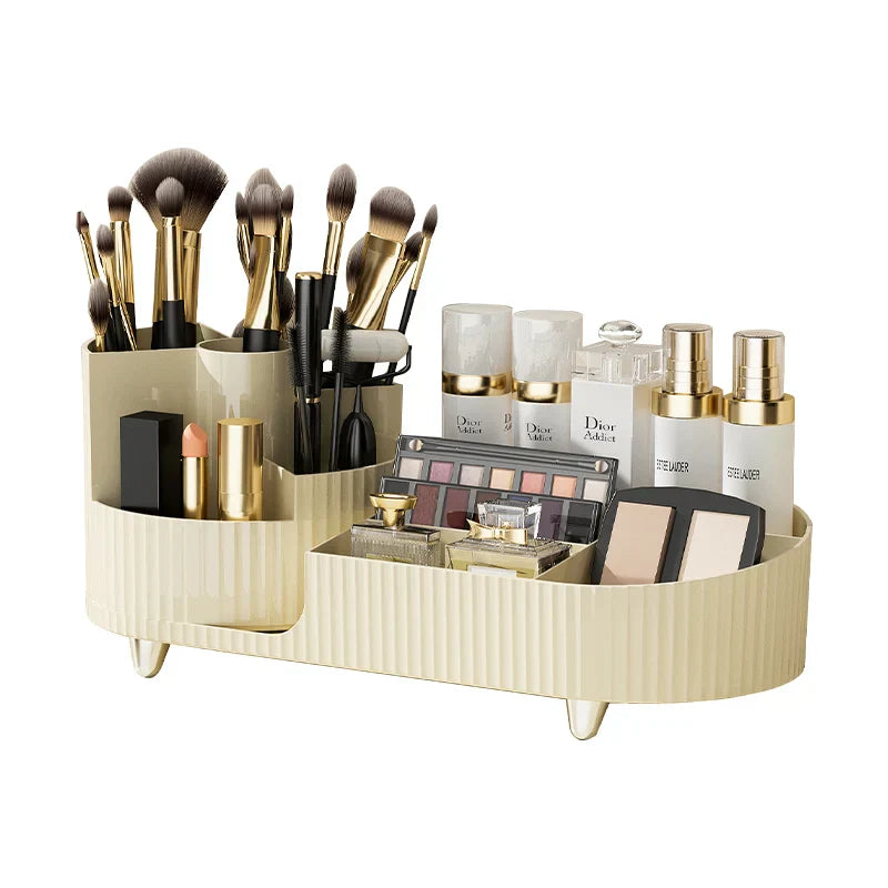 Maliben | Clearlyn Spinbox Rotatable Make-Up Organizer Made Of Plastic | Cosmetic Box With Compartments | 360° Rotating & Space-Saving | Acrylic Look
