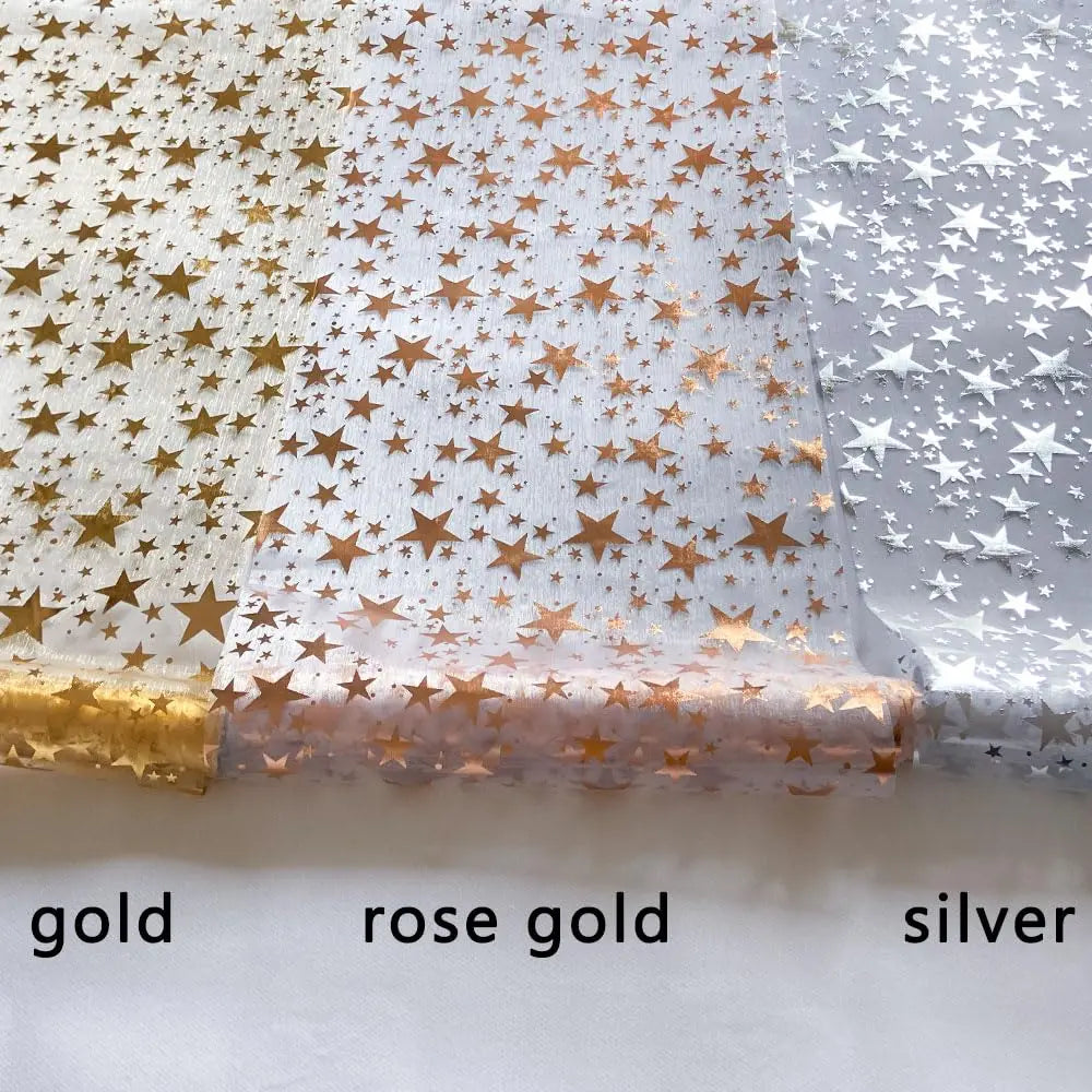 Maliben | Sparkling Table Runner "Stellaluxe" | Gold, Rose Gold Or Silver | Metallic Shimmering Mesh Runner With Star Pattern | For Parties & Dinner Decoration