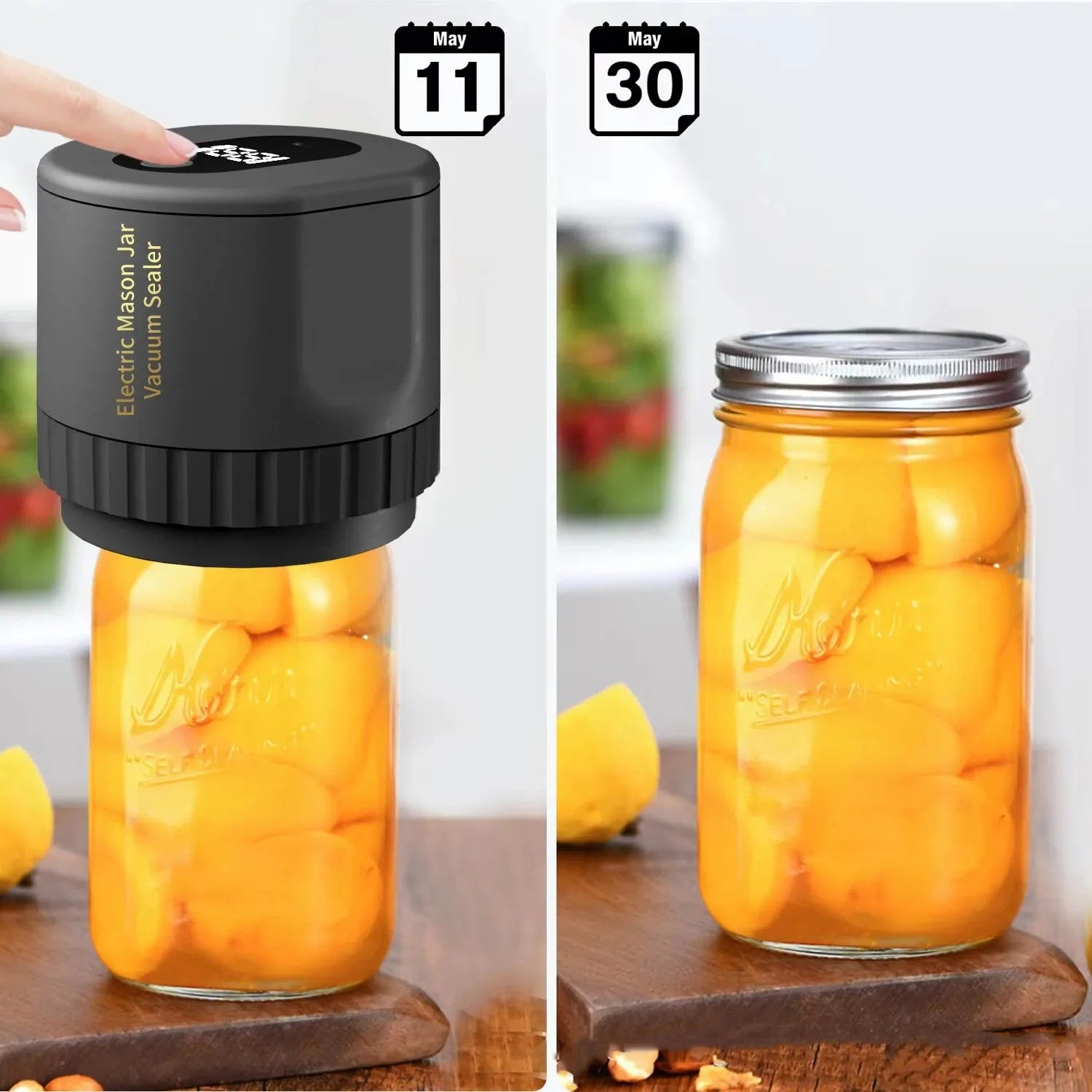Maliben | Electric Mason Jar Vacuum Sealing Set - Cordless Sealer for Wide Mouth and Regular Mason Jars - Ideal for Food Storage