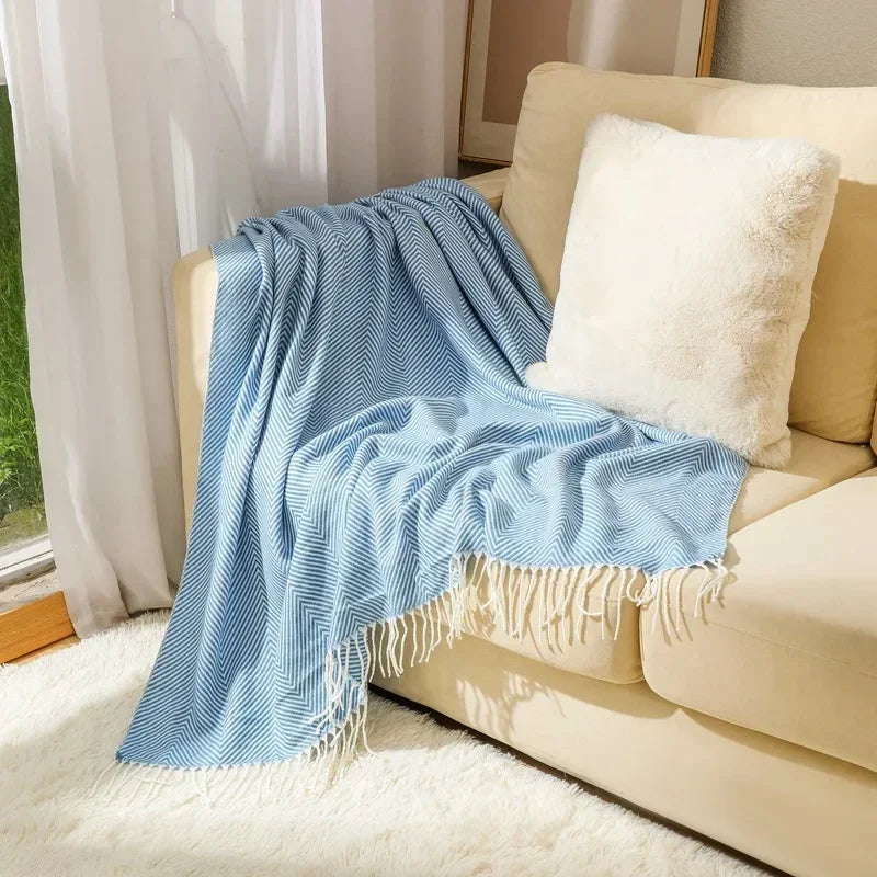Maliben | Nordic Stripe Throw Sofa Blanket