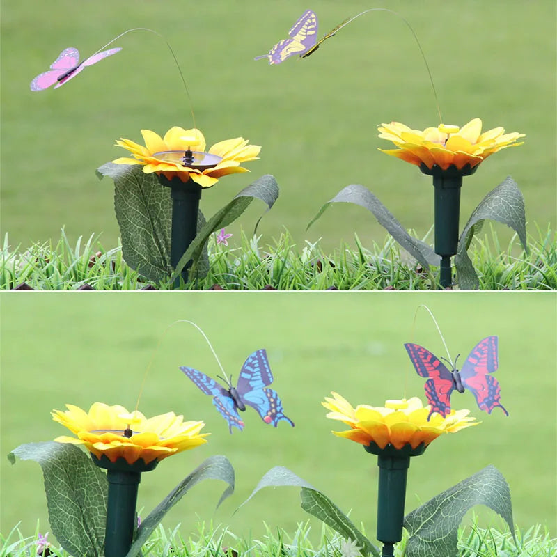 Maliben | Solavia Sunflower Garden Stake | With Rotating Butterfly Or Hummingbird | Solar Decor For Garden & Potted Plants | 20×20×10 Cm