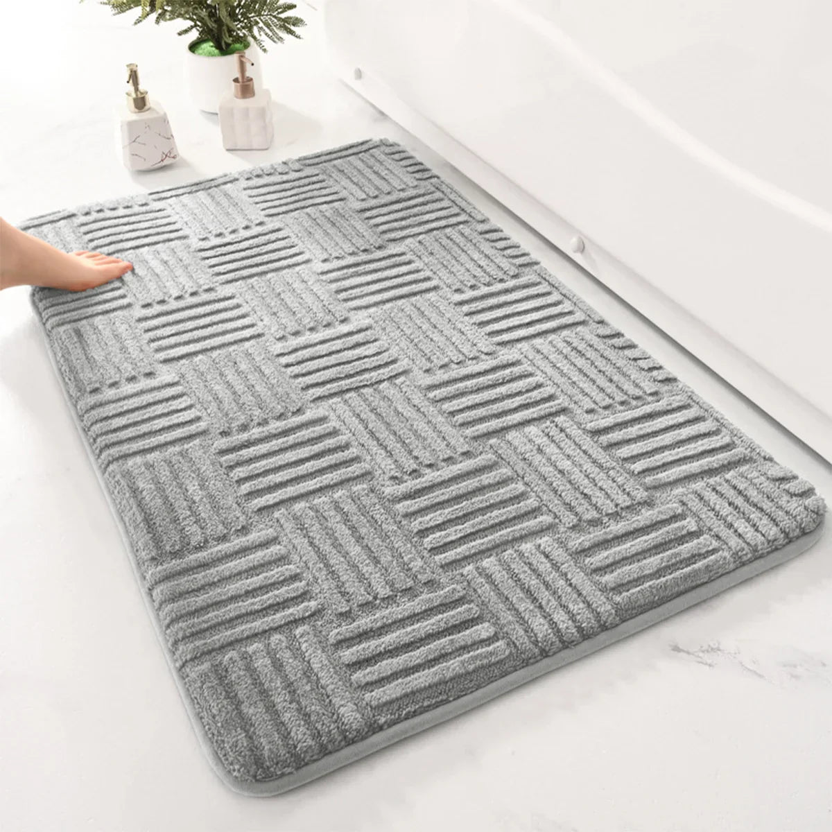 Maliben | Thick Striped Non-Slip Bath Mat With Soft And Absorbent Capability