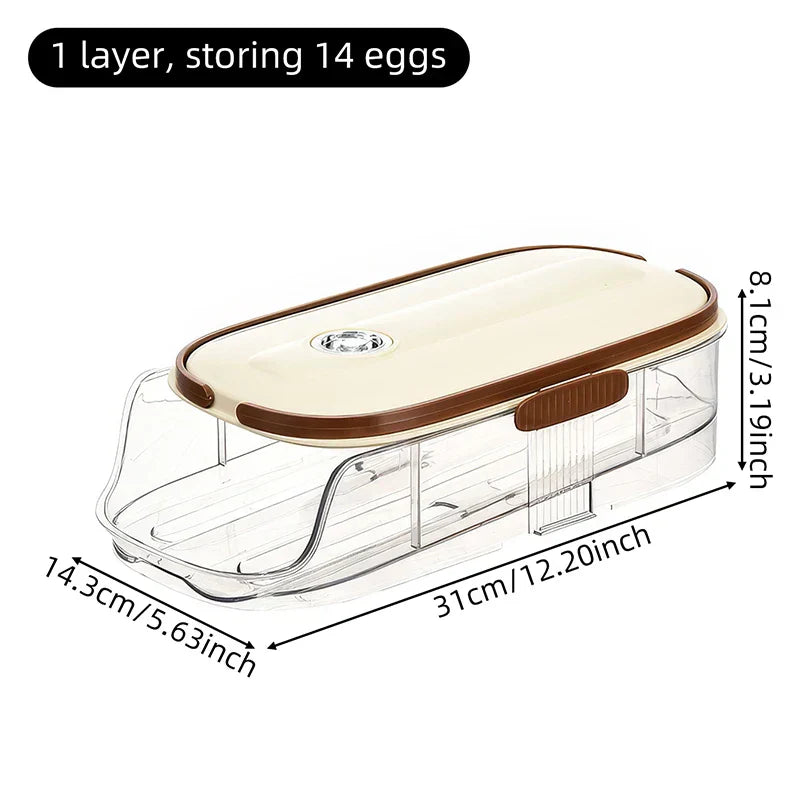 Maliben | Fridge Organizer Automatic Rolling Transparent Egg Storage Box