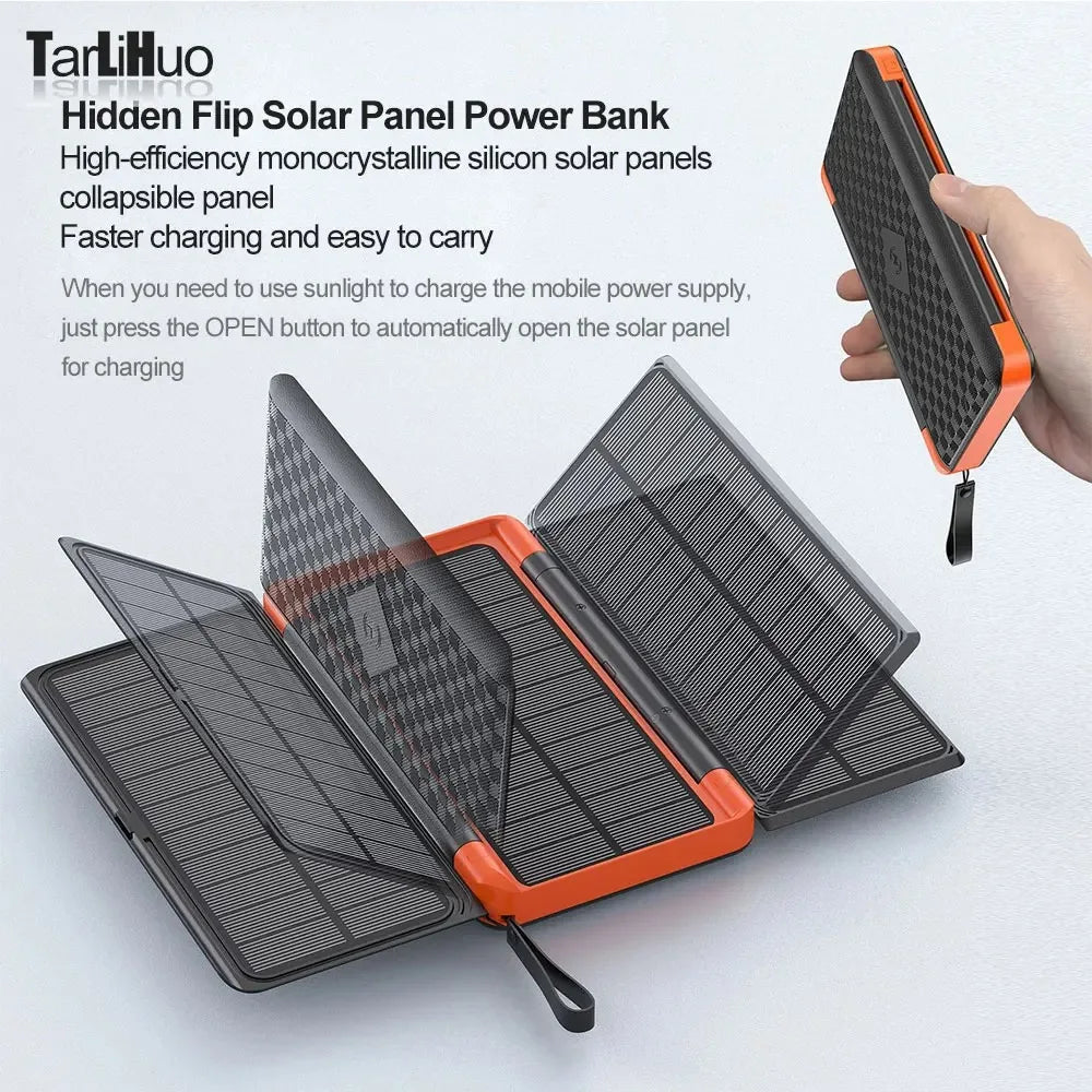 Maliben | Solar Powerbank Voltmate Flip 15w | 10,000/20,000mah | Wireless Qi Charging | Solar Panel Foldable | Waterproof & Shockproof