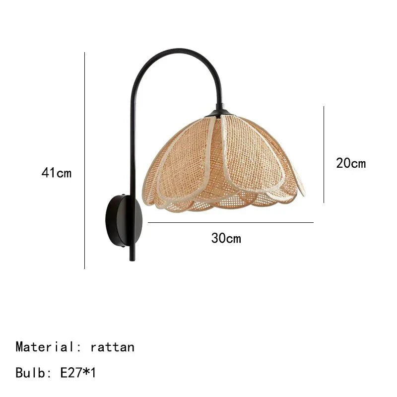 Maliben | Lumaflora - Elegant Rattan Wall Lamp - Warm Floral Ambiance