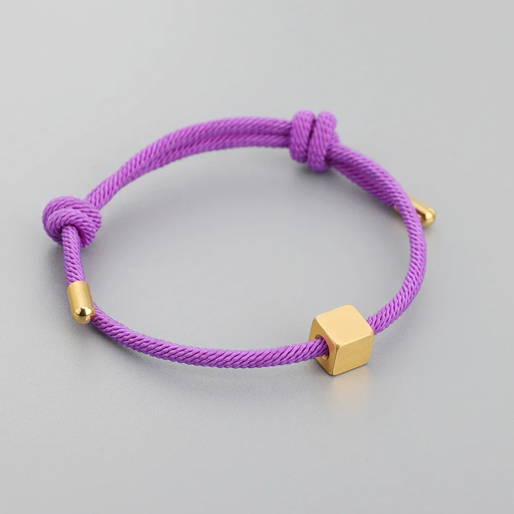 Maliben | Adjustable Couples Box Letter Initial Bracelets