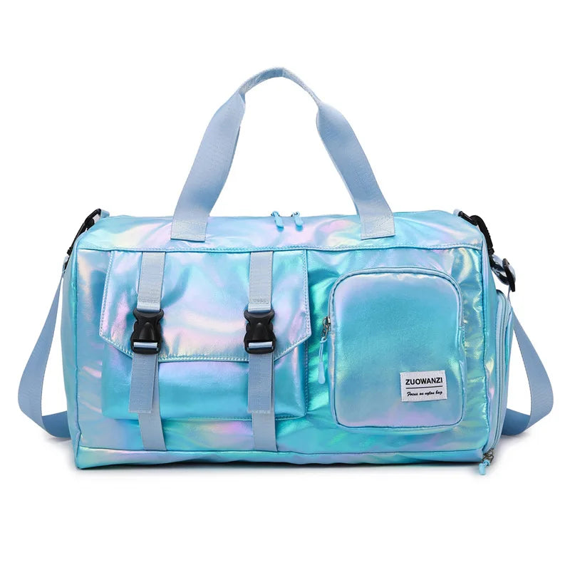Maliben Lumivista Holographic Weekender Bag — Shoe Compartment