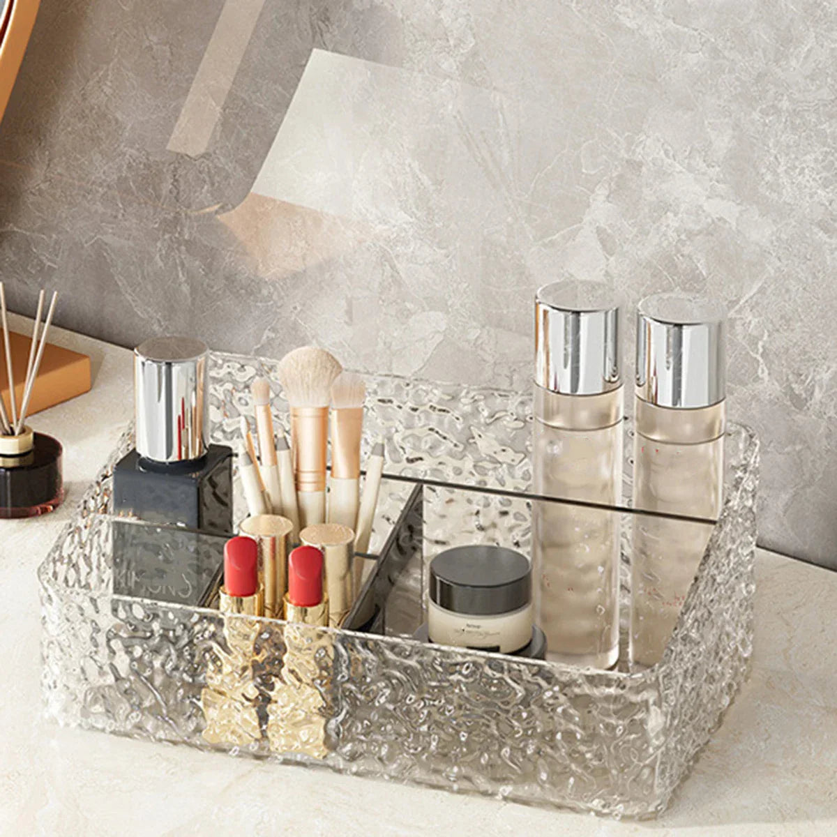 Maliben | Make-Up Organizer Box Clarylux | Water Wave Design | Large Capacity | Open Trapezoidal Shape