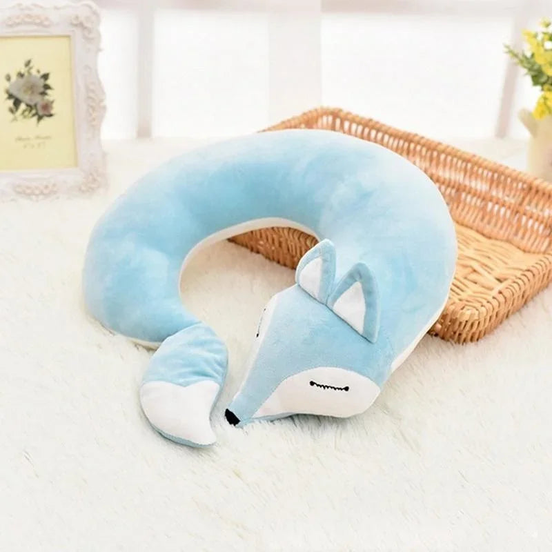 Maliben | Reisefuchs Neck Pillow | Super Soft & Ergonomic | Cartoon Fox Design | For Children & Adults