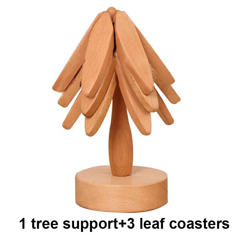 Maliben | Wooden Tree Heat Resistant Coaster Set
