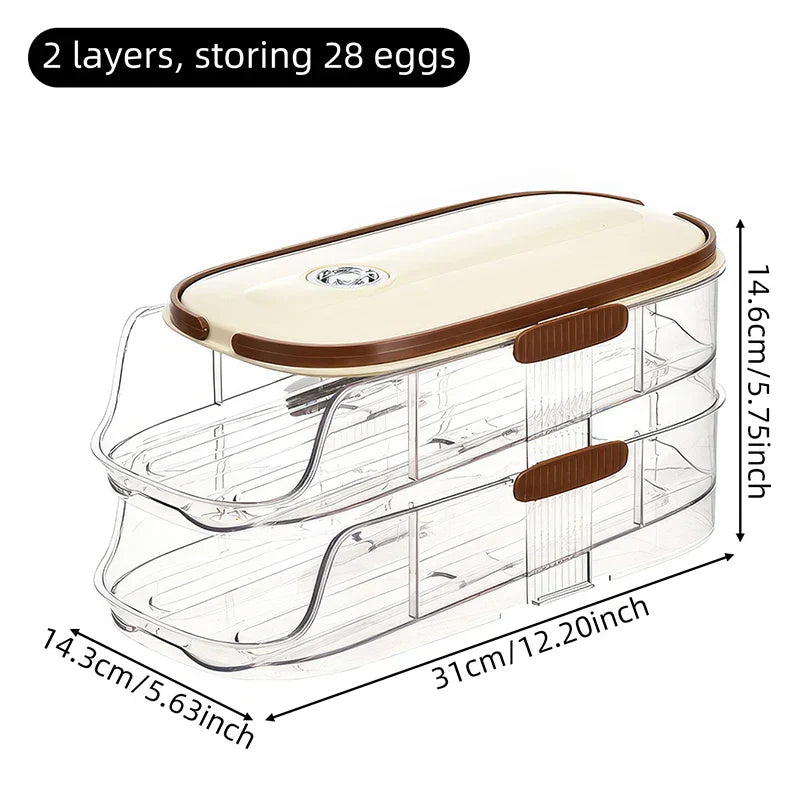 Maliben | Fridge Organizer Automatic Rolling Transparent Egg Storage Box