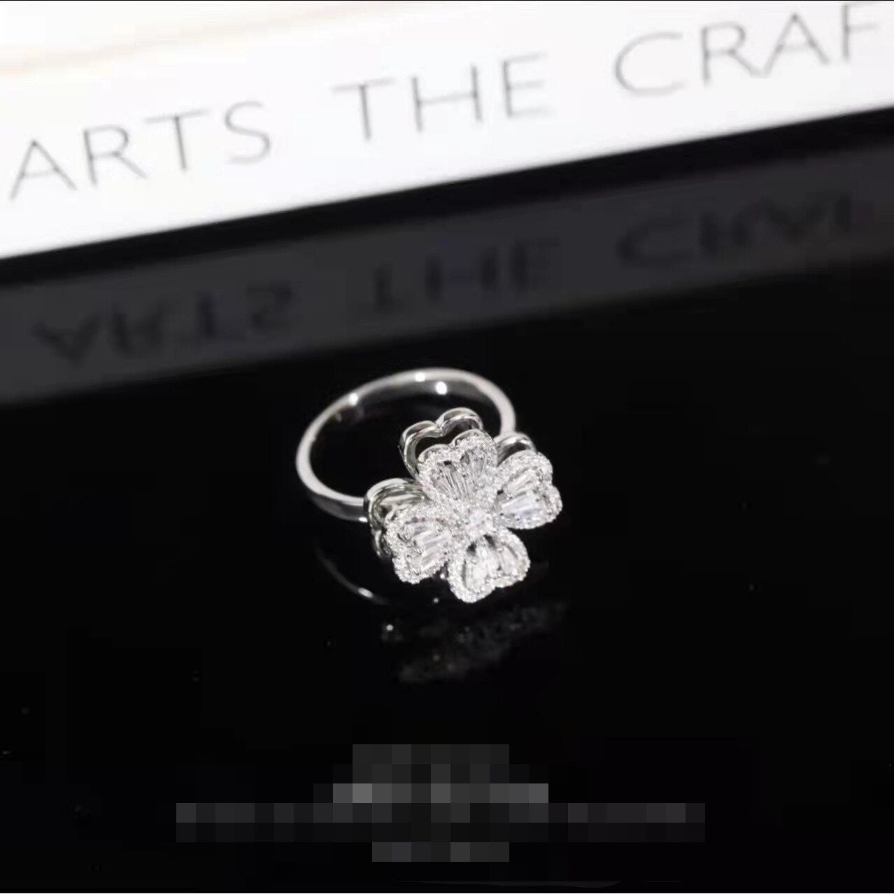 Maliben | Rotating Flower Zircon Clover Ring