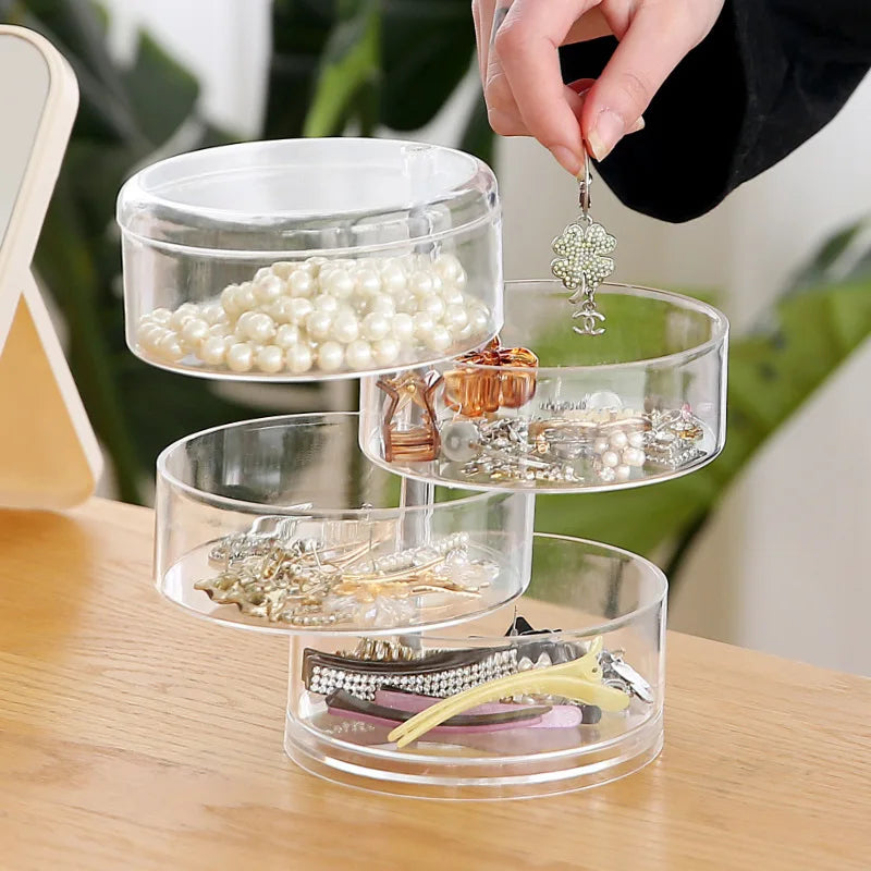 Maliben | Jewelry Storage 360° Rotatable | Dustproof & Water-Resistant | 5-Layer Cosmetic Box | Glossturn Transparent