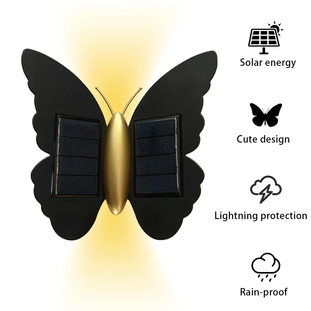 Maliben | Lumora Flyglow Solar Wall Light Butterfly | With Motion Sensor & Auto On/Off | Ip65 Waterproof | For Garden & Entrance