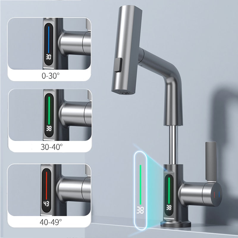 Maliben | Modern Sleek Waterfall Temperature Display Faucet