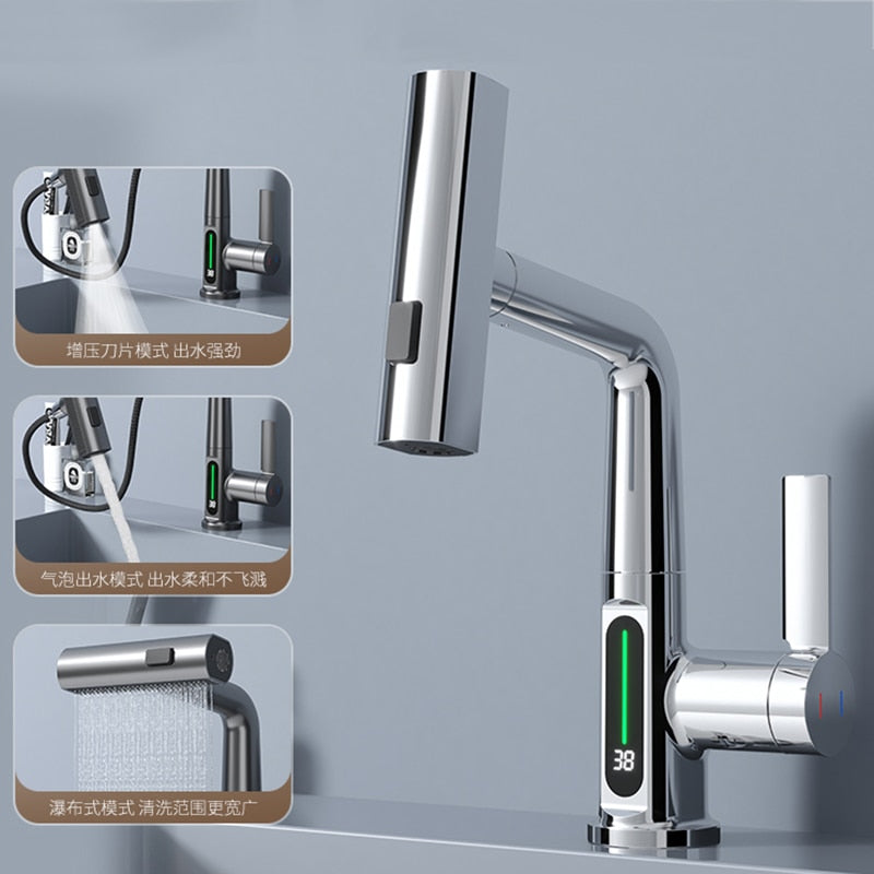 Maliben | Modern Sleek Waterfall Temperature Display Faucet