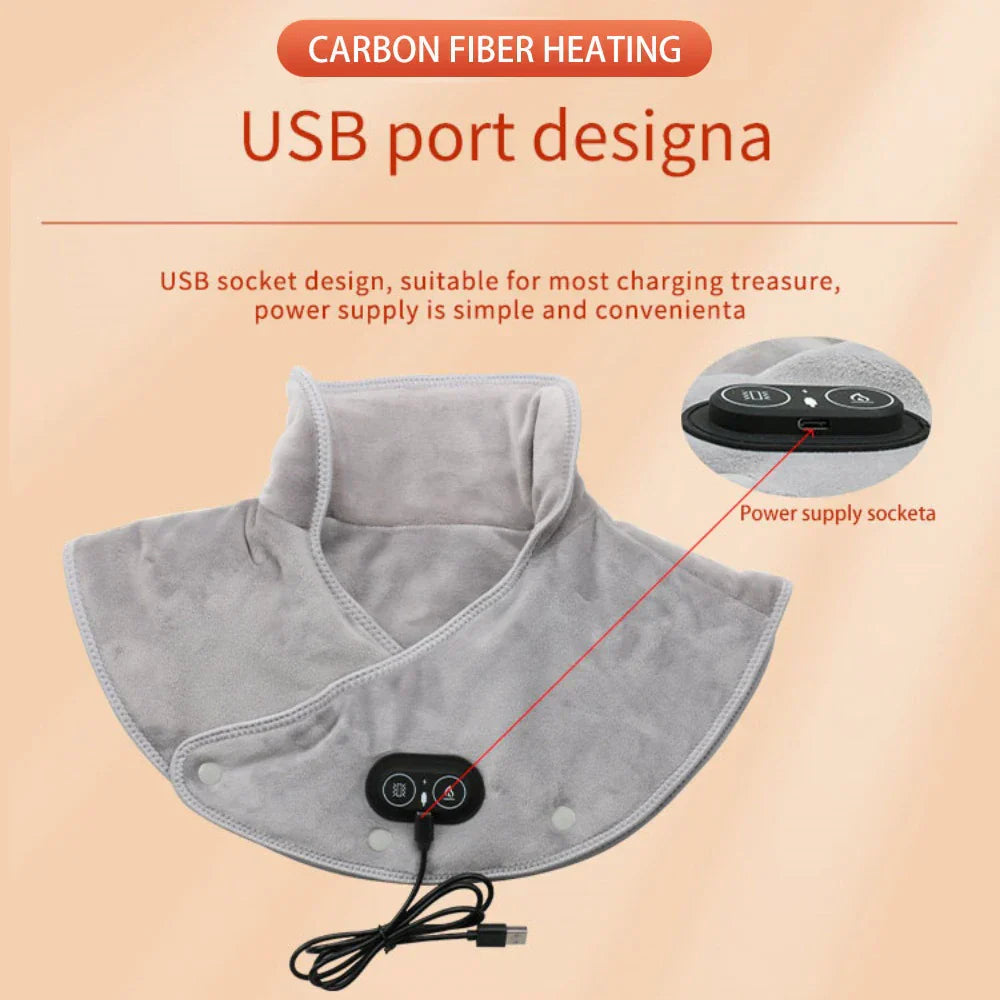 Maliben | Warm Neck And Shoulder Massager Usb Heating Cushion With Vibration