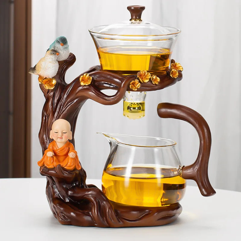 Maliben | Kung Fu Teapot Household Magnetic Extraction Semi-Automatic Lazy Tea Preparation Tool Glass Tea Set
