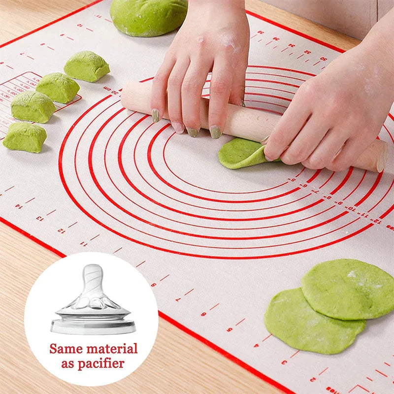 Maliben | Bakeflex Silicone Baking Mat | Extra Thick & Non-Stick | With Measuring Scale | Perfect For Rolling Out Dough, Fondant & Pastry