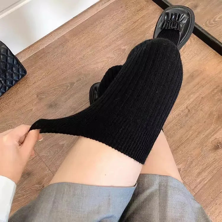 Maliben | Woolluxe Women's Overknee Socks | Autumn & Winter | Warm & Thick | Solid Colors | 60–65 Cm