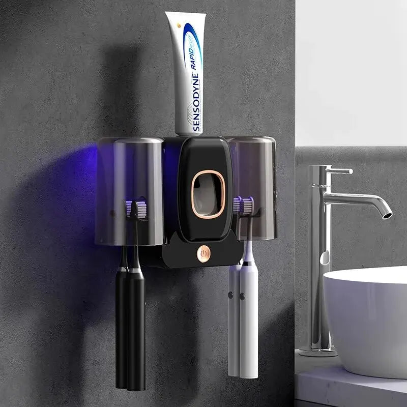 Maliben | Uv Toothbrush Holder Purebrush Uv | Sterilization With Uv Light | Automatic Toothpaste Dispenser | Wall Mounting Without Drilling