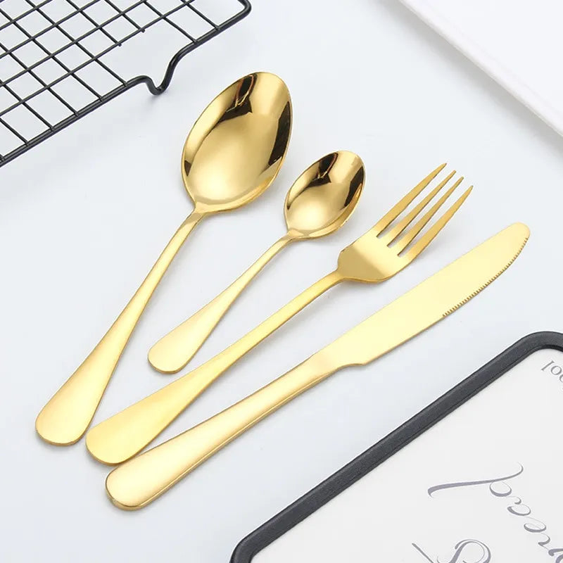Maliben | Opulent Gold Cutlery Set - The Elegant 24-Piece Gold And Silver Cutlery Set