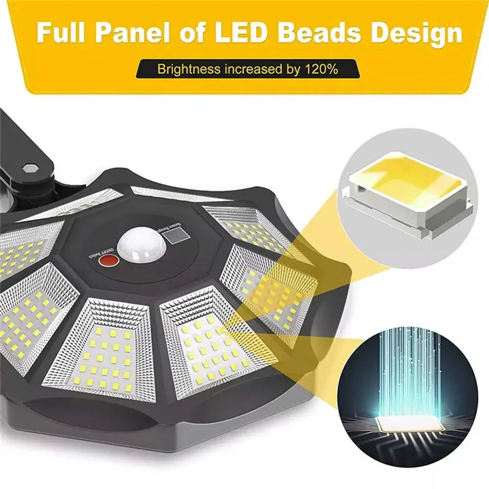 Maliben | Solarkon Octabeam | 168 Led Solar Light | 360° Wide Angle | Ip65 | With Remote Control & Motion Sensor