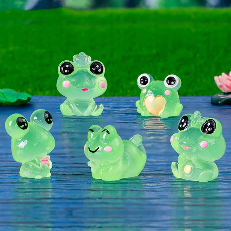 Maliben | Lumofrosch Figure Set | Glowing Mini Frogs | For Fairy Garden, Aquarium & Decoration