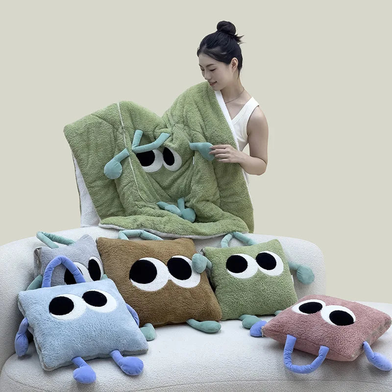 Maliben | Cute Monster Portable Soft Throw Pillow Blanket