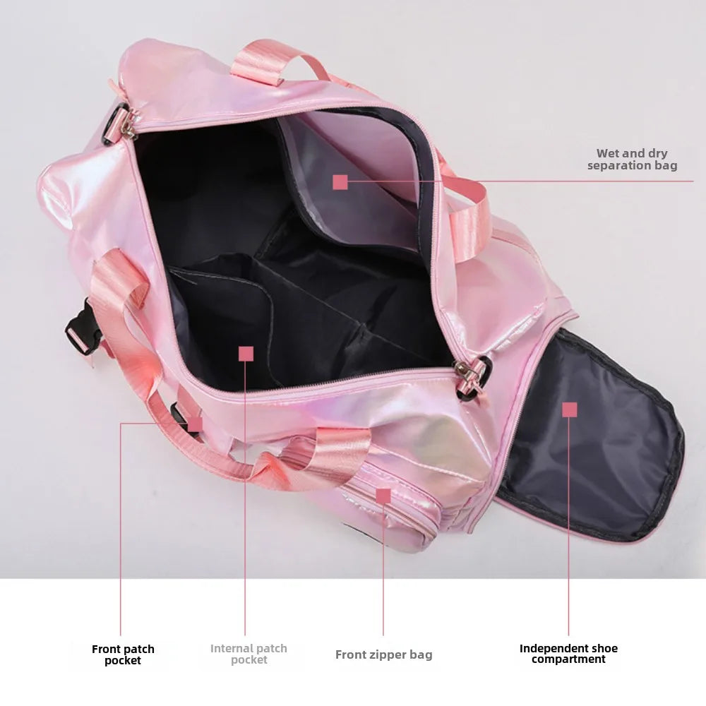 Maliben Lumivista Holographic Weekender Bag — Shoe Compartment