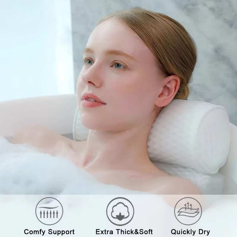 Maliben | Luxury Bath Spa Pillow With Air Mesh Technology For Neck, Head, And Back Support