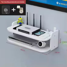 Maliben | Skyconnect Home | Wlan Router Wall Shelf | Hidden Cable Organizer & Socket Holder | Floating Shelf For Tv Box & More | White | 40×12×8 Cm