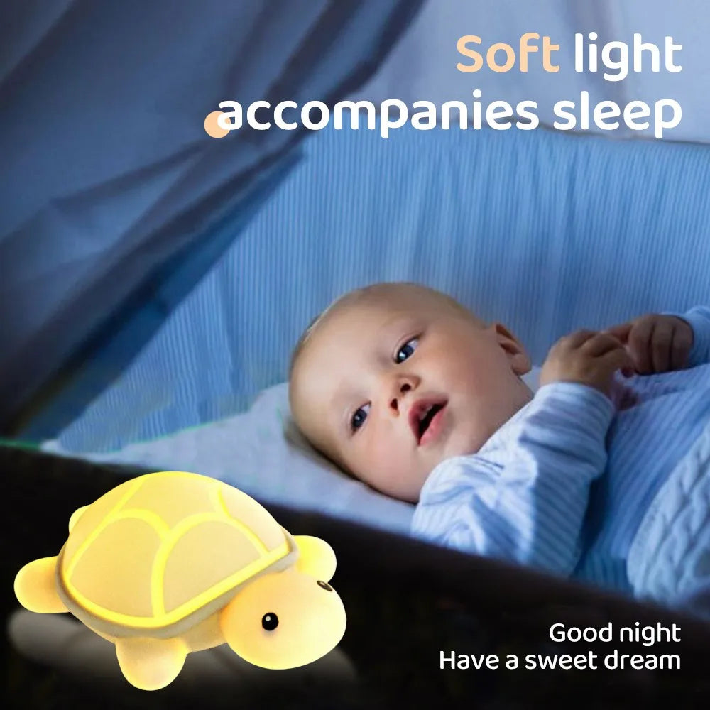 Maliben | Shellglow Led Night Light | Cute Turtle | Soft Silicone | Color Change & Warm Light | Usb-C Rechargeable | 10.2 × 15.8 × 6.1 Cm