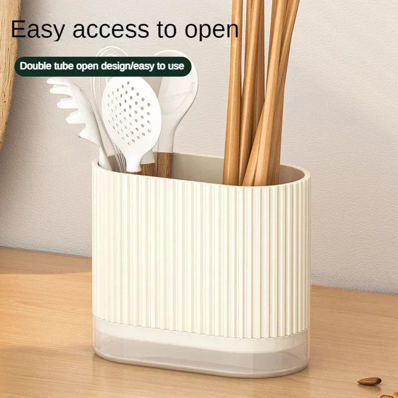 Maliben | Ordina Wall Bracket Cutlery Holder Kitchen | No Drilling | Spoon & Chopstick Box With Drainage | Space-Saving Organizer Made Of Plastic
