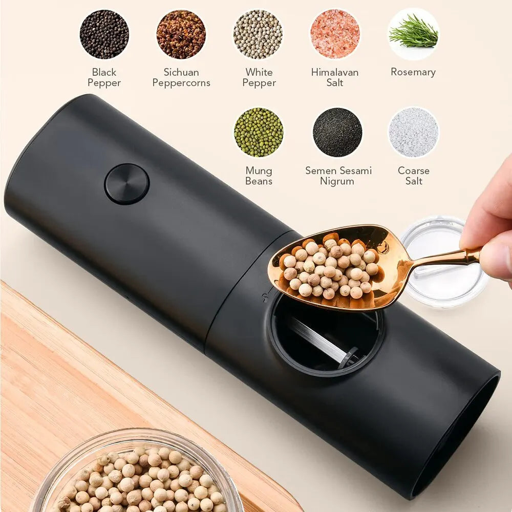 Maliben | 2 Pieces Electric Salt And Pepper Mill With Adjustable Grinding Degree, Refillable Mill, Battery-Powered Kitchen Gadget