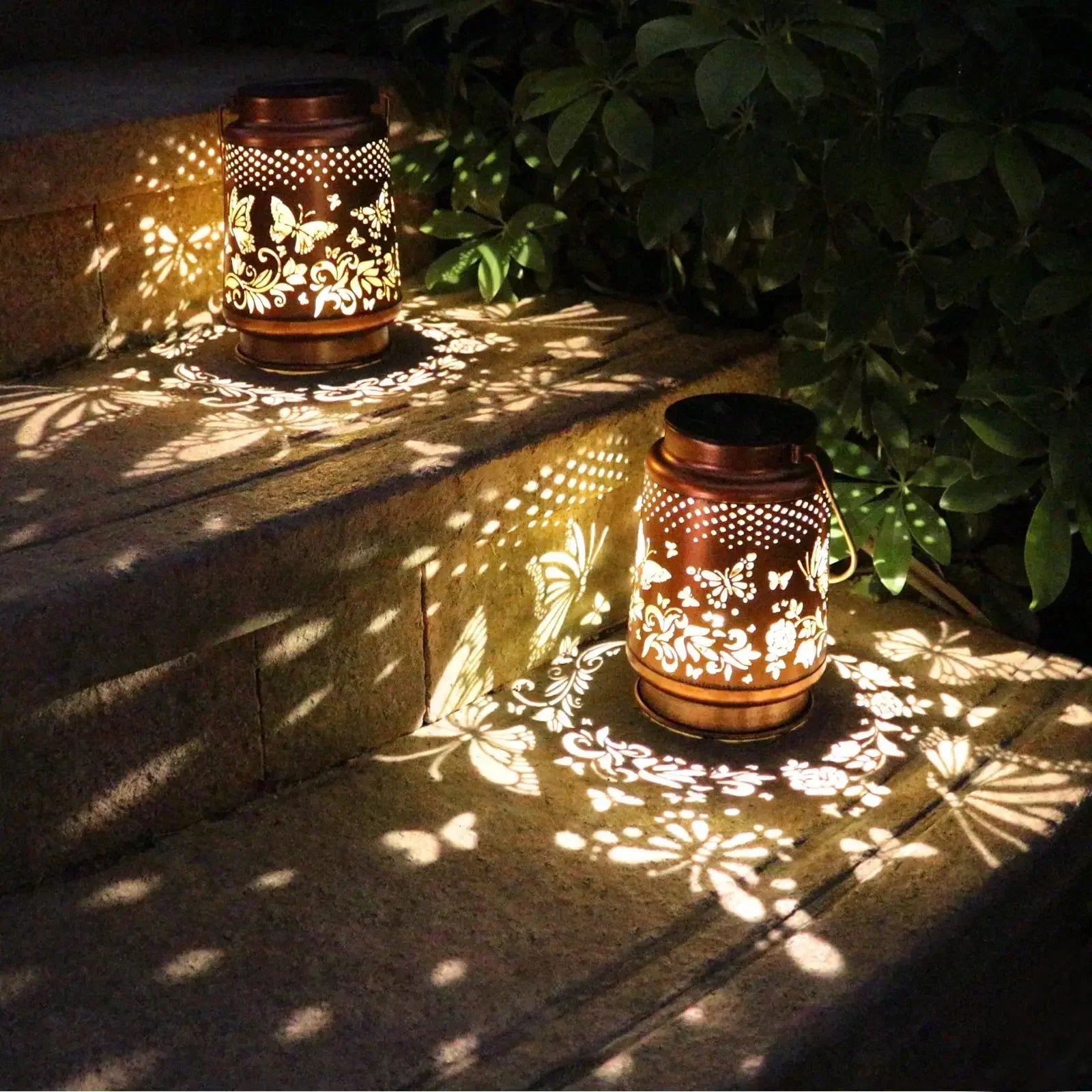 Maliben | Luminara Solflair Solar Lantern | Retro Design With Butterfly Motif | Ip65 Waterproof | Warm Light For Garden & Balcony