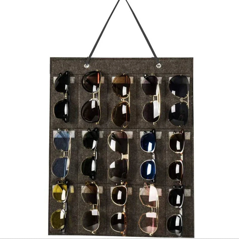 Maliben | Glasspace Organizer | Wall-Mounted Glasses Holder | Foldable Sunglasses Storage Bag | Space-Saving & Dustproof | 42 × 38 Cm