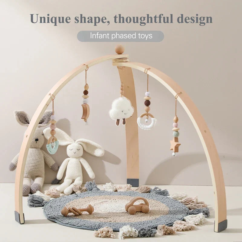 Maliben | Baby Activity Arch Made Of Wood – With Hanging Toys For Babies