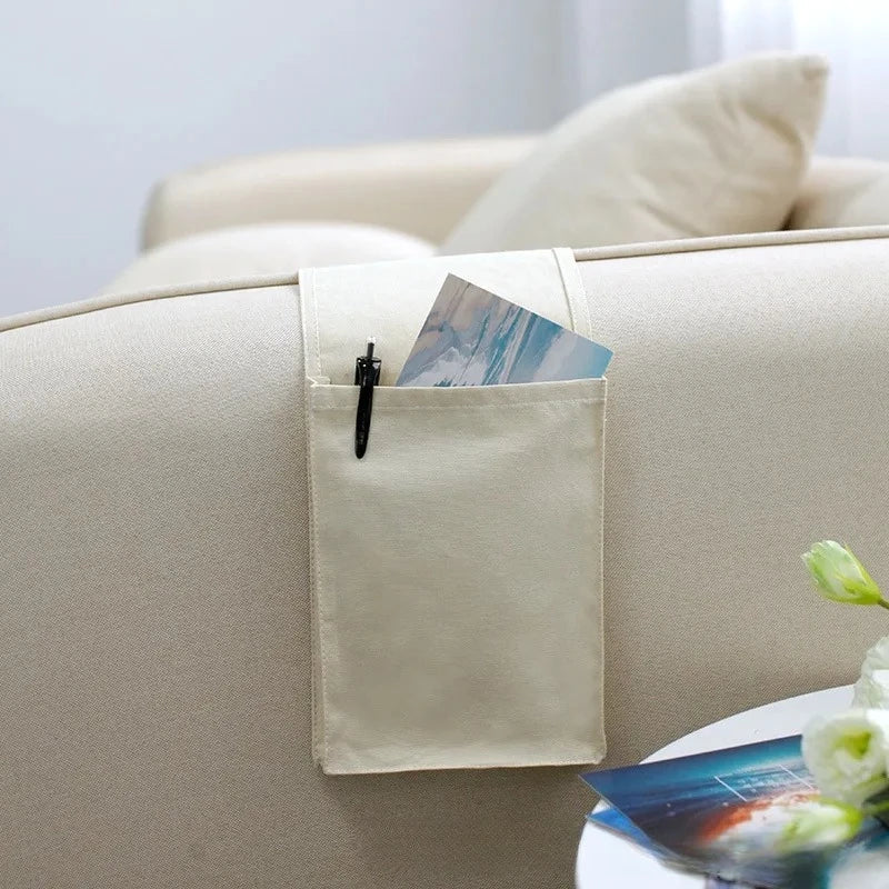 Maliben | Restivo Bed Organizer Made Of Cotton Linen | Hanging Storage With Pockets | For Remote Controls, Books & Accessories – Approx. 30×20×10 Cm