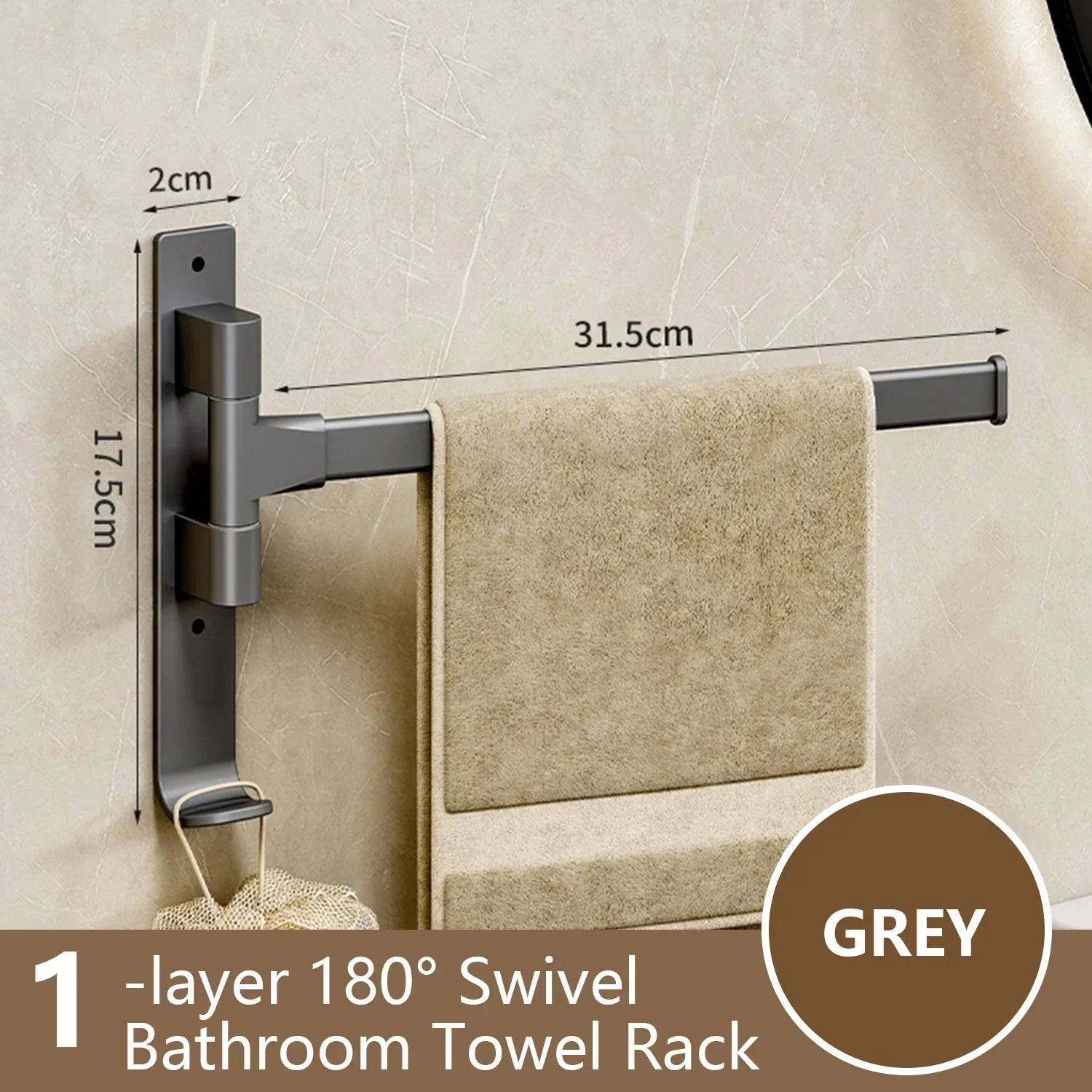 Maliben | Bathroom Towel Holder Rotatable Towel Rack Space Aluminum 1/2/3/4/5-Bar Towel Holder Kitchen Shelf Kitchen Hanging Shelf Wall Mounted