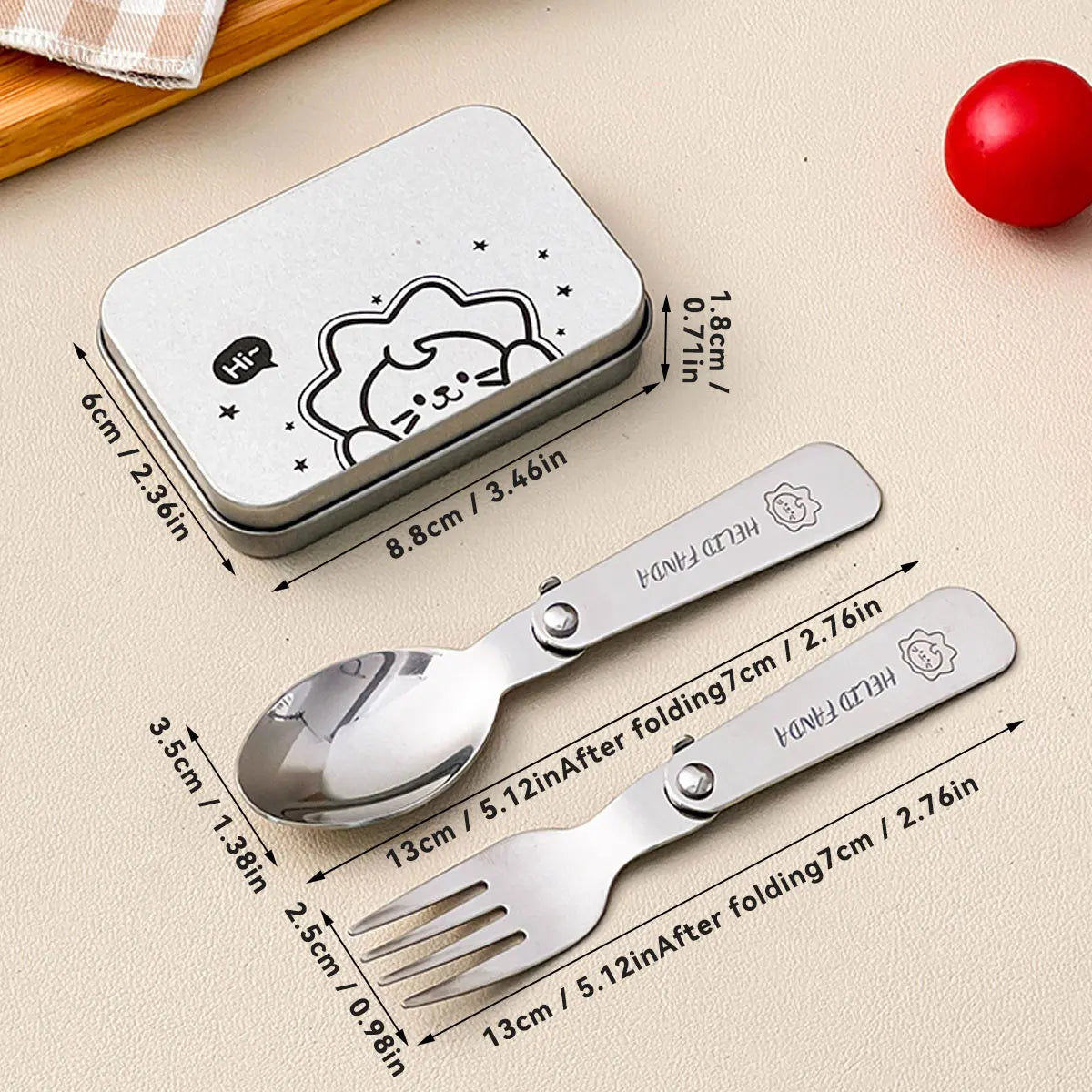 Maliben | Trekking Camping Cutlery 3-Piece | Foldable Spoon & Fork With Storage Box | Stainless Steel | Compact & Reusable