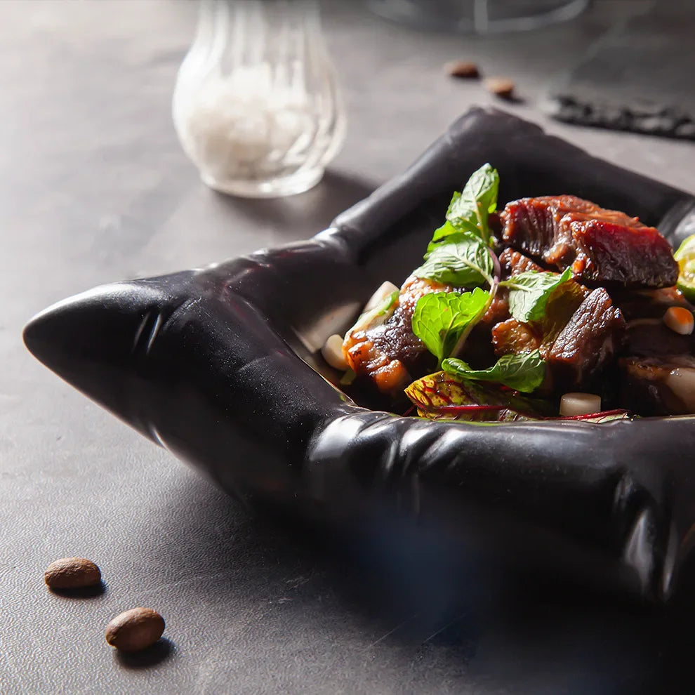 Maliben | Ceramic Artistic Pillow Shape Food Plate