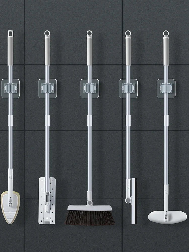 Maliben | Mop Holder Fixogrip | Self-Adhesive & WaterproOf | Wall Mount Without Drilling | Set of 4