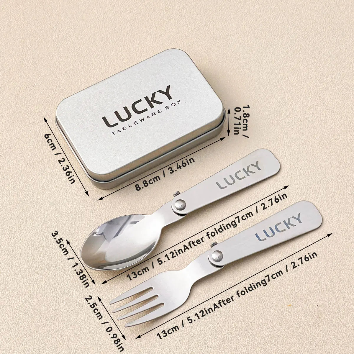 Maliben | Trekking Camping Cutlery 3-Piece | Foldable Spoon & Fork With Storage Box | Stainless Steel | Compact & Reusable