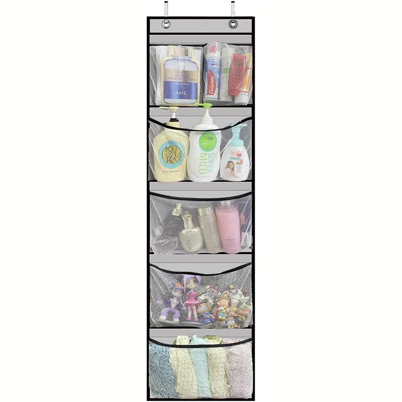 Maliben | Door-Hanging Organizer Storiva Pocketmax | With 5 Large Compartments | Hanging Shelf For Door & Cabinet | Gray | Space-Saving Storage