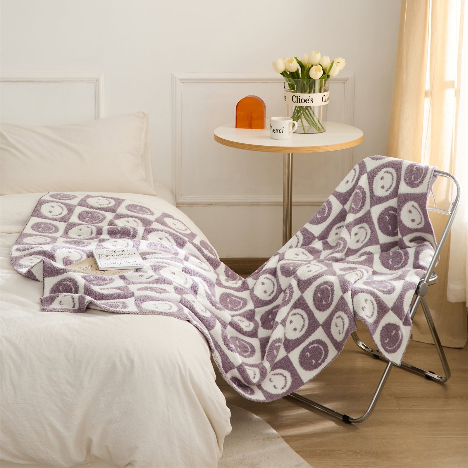 Maliben Smiley Checked Blanket