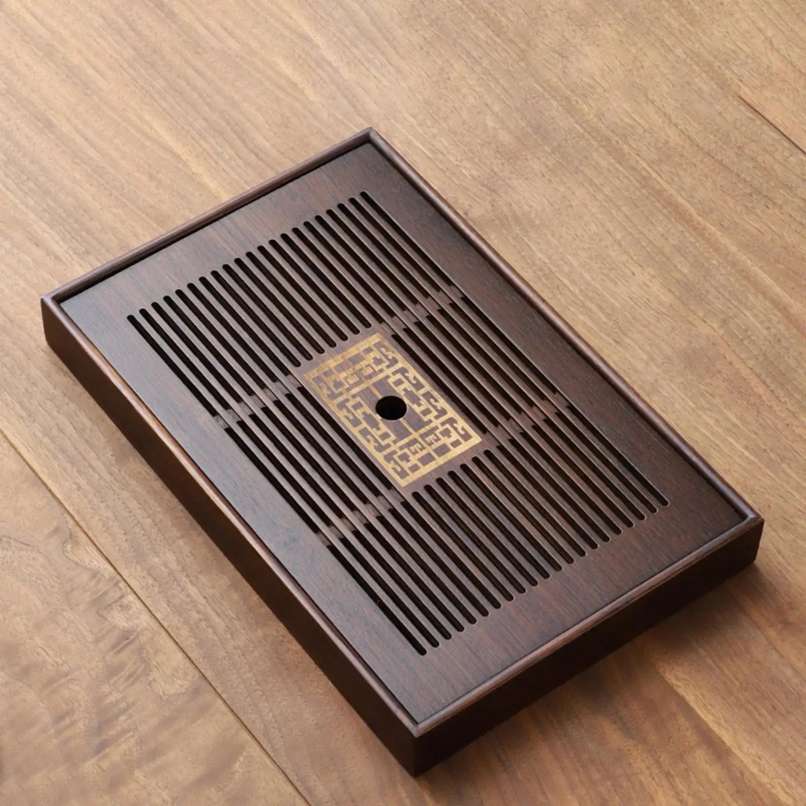 Maliben | Chinese Tea Tray with Water Storage Box Durable Simple Drainage Type Plate Tea Serving Tray for Teahouse Home Household Office