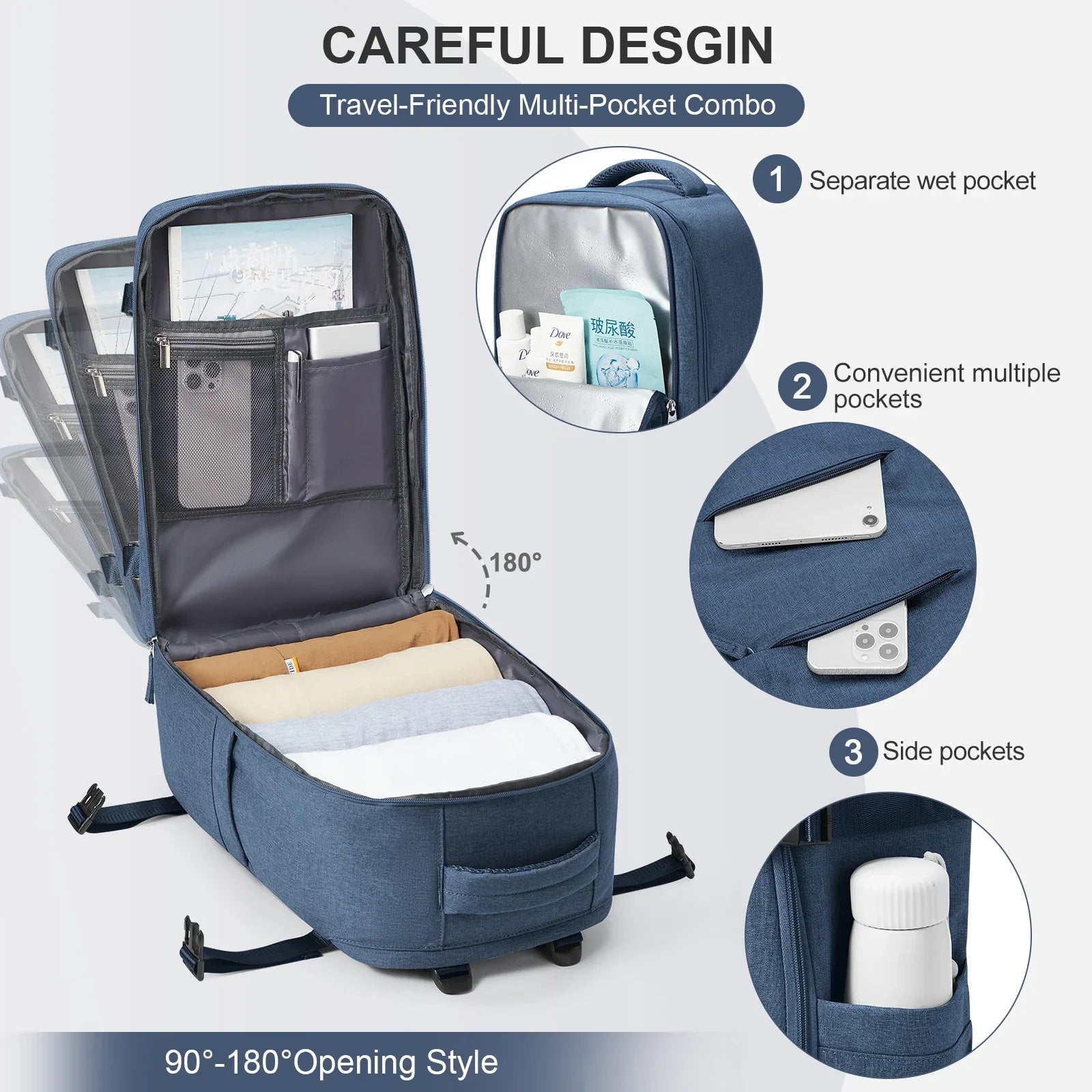 Maliben | Travel Backpack Travomate | Waterproof & Versatile | 15.6" Laptop Compartment | Large Capacity With Wet-Dry Separation